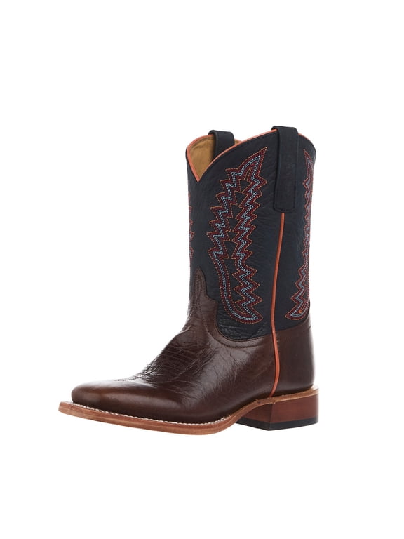 Boys  Kid`s  Avatar and Navy Denver Calf Square Toe Boot 1 M Brown