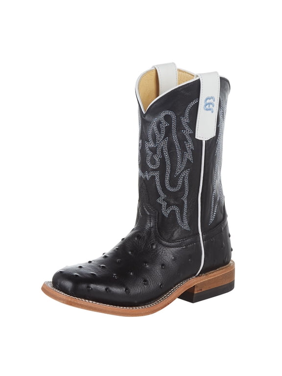 Boys Kids AB Impostrich Goat Top Cowboy Boot 11 Black