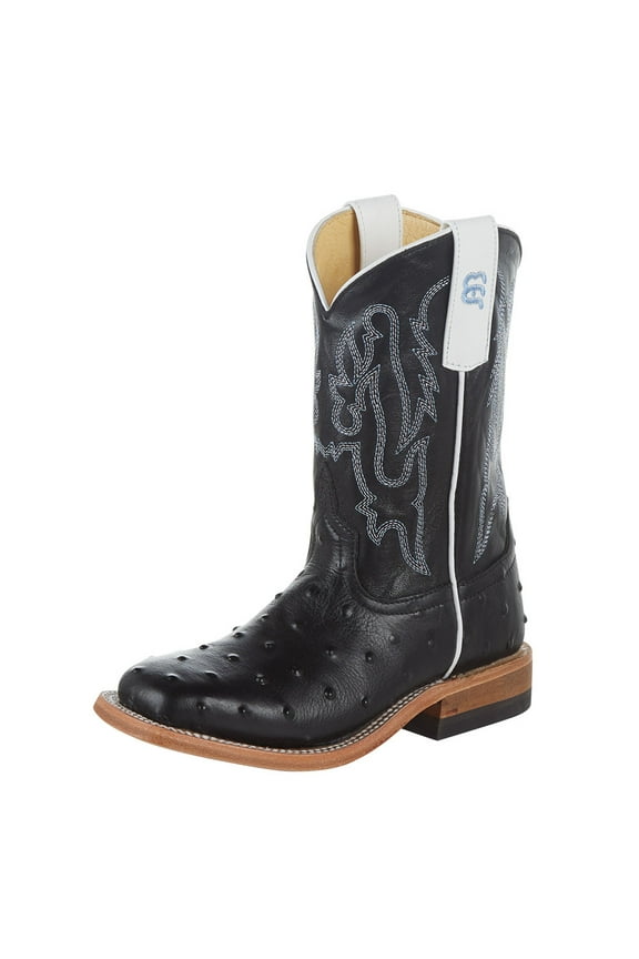 Boys Kids AB Impostrich Goat Top Cowboy Boot 11 Black