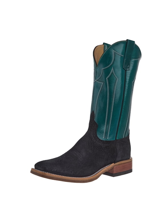 Men`s AB RR Black Carpincho Vamp 13in Turquoise Calfieno Top Black 10.5 D