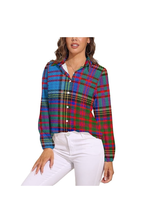 Anderson Clan Tartan Long Sleeve Blouse Woman Streetwear Casual Shirts Summer Oversize Woman Streetwear Clothing Birthday Present