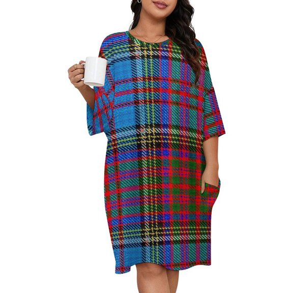 Anderson Clan Tartan Sleepshirts For Sleeping Travels Loose Sleepdress Pajama Dress Soft Nightdress Sleepwear