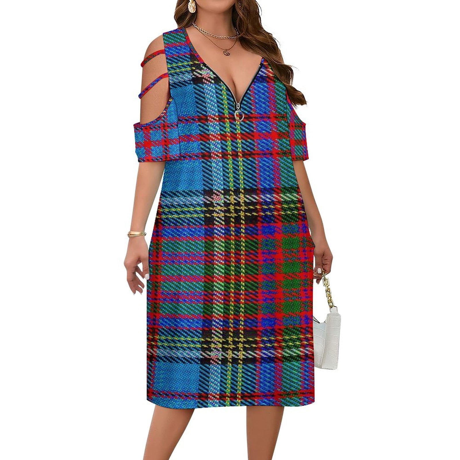 Mercer Modern Tartan Women's Lapel Shirt Dress With Long Sleeve main image 0