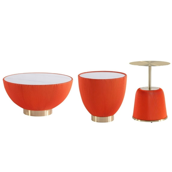 Anderson Coffee Table End Table 1.0 and End Table 2.0 in Orange - Set of 3