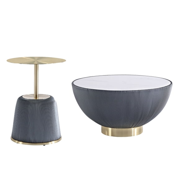 Anderson Coffee Table & End Table 1.0 with Steel Frame in Gray - Set of 2