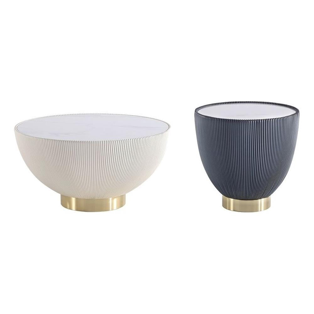 Modern Multicolor Ceramic and Gold Accent Table Set