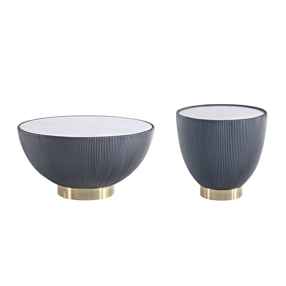Anderson Coffee Table and End Table 2.0 with Steel Frame in Gray - Set of 2