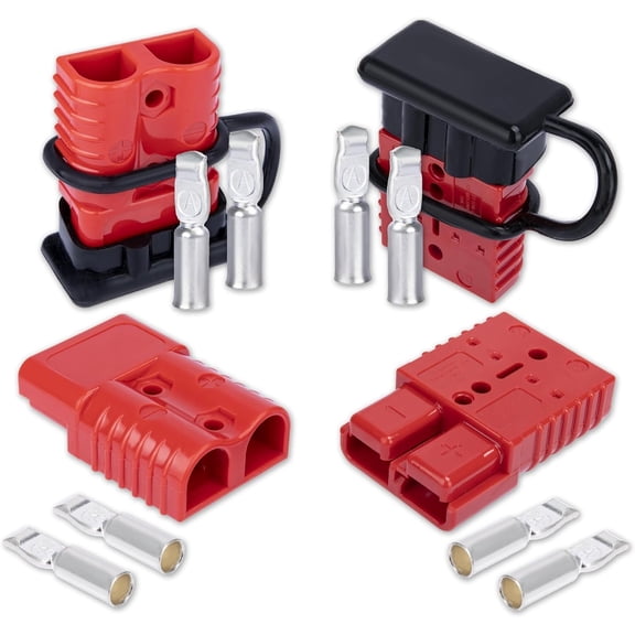 Anderson Connector 4 count, 175 Amp 12v Quick Connect/Disconnect Plug Kit, Connectors for 1/0 AWG Cables, for ATV Winches Lifts Motors , Red