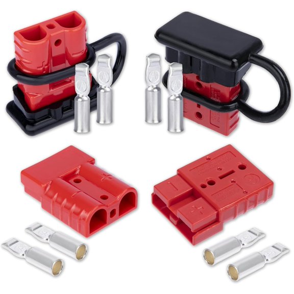 Anderson Connector 4 count, 50 Amp 12-36v Quick Connect/Disconnect Plug Kit, Connectors for 6 to 12 Gauge Cables, for ATV Winches Lifts Motors ,SB50 Red