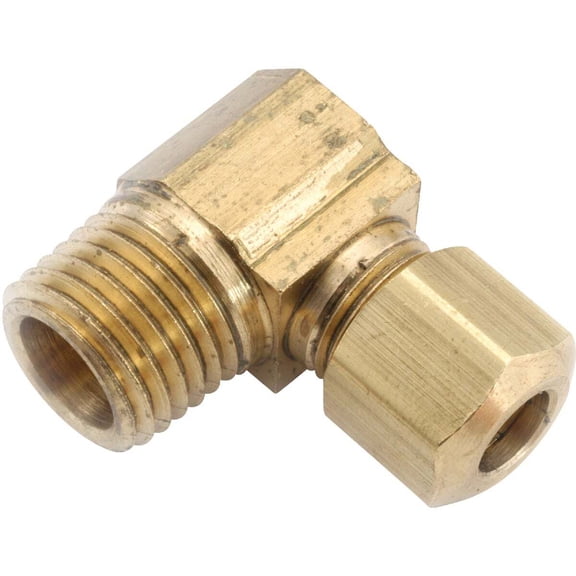 1/2" Compression x 3/8" Male Pipe Thread Brass 90 Degree Elbow Lead Fr, Each
