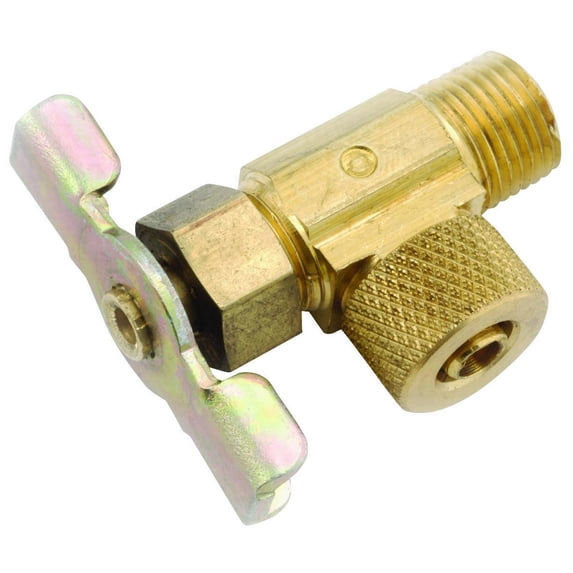 Anderson 50873-0402 Needle Valve, 1/4 X 1/8 in, Plastic X Male Pipe, Brass Body, -65 TO 250 deg F