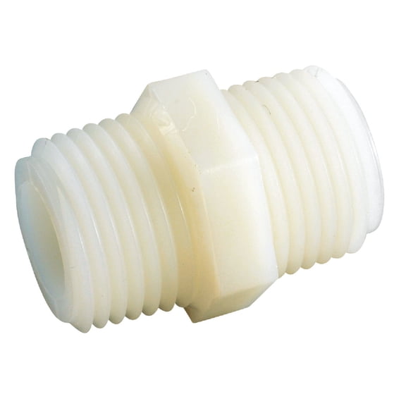 Anderson Metals 53622-06 Nylon Hex Pipe Nipple, 3/8 in. MPT - Quantity 10