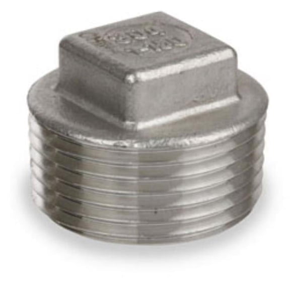Anderson Metals 62655B Stainless Steel Plug Square Head D Cored Pipe Fitting