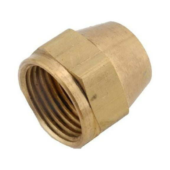 Anderson Metals 754014-04 Pipe Fitting, Short Flare Cap, Lead Free Brass, 1/4 In. - Quantity 10