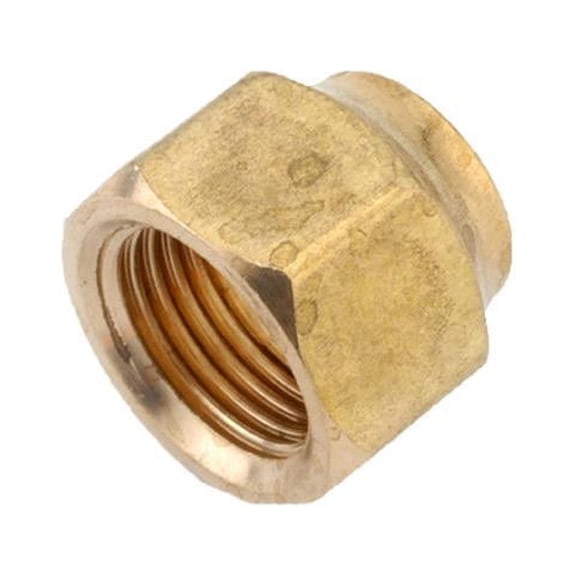 Anderson Metals 754018-08 Pipe Fitting, Short Forged Refrigerator Flare Nut, Brass, 1/2 In. - Quantity 10