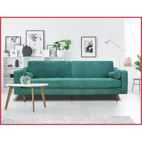 Anderson Modern Turquoise Fabric Sofa - 3-Seat Living Room Sofa with Solid Wood Frame