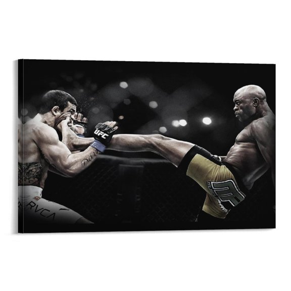 Anderson Silva's Front Kick Knockout of Vitor Belfort Wall Art Poster Scroll Canvas Painting Picture Living Room Decor Home 08x12inch(20x30cm)