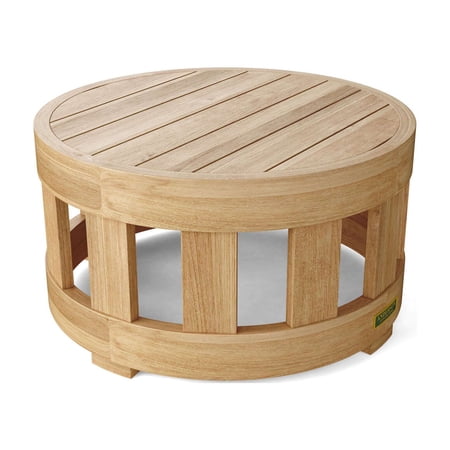 Anderson Teak TB-808C 13 x 24 in. Dia. Circular Coffee Table, Natural Smooth Well Sanded