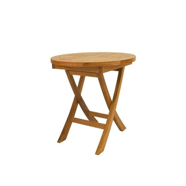 Compact Bahama 20" Round Teak Folding Side Table
