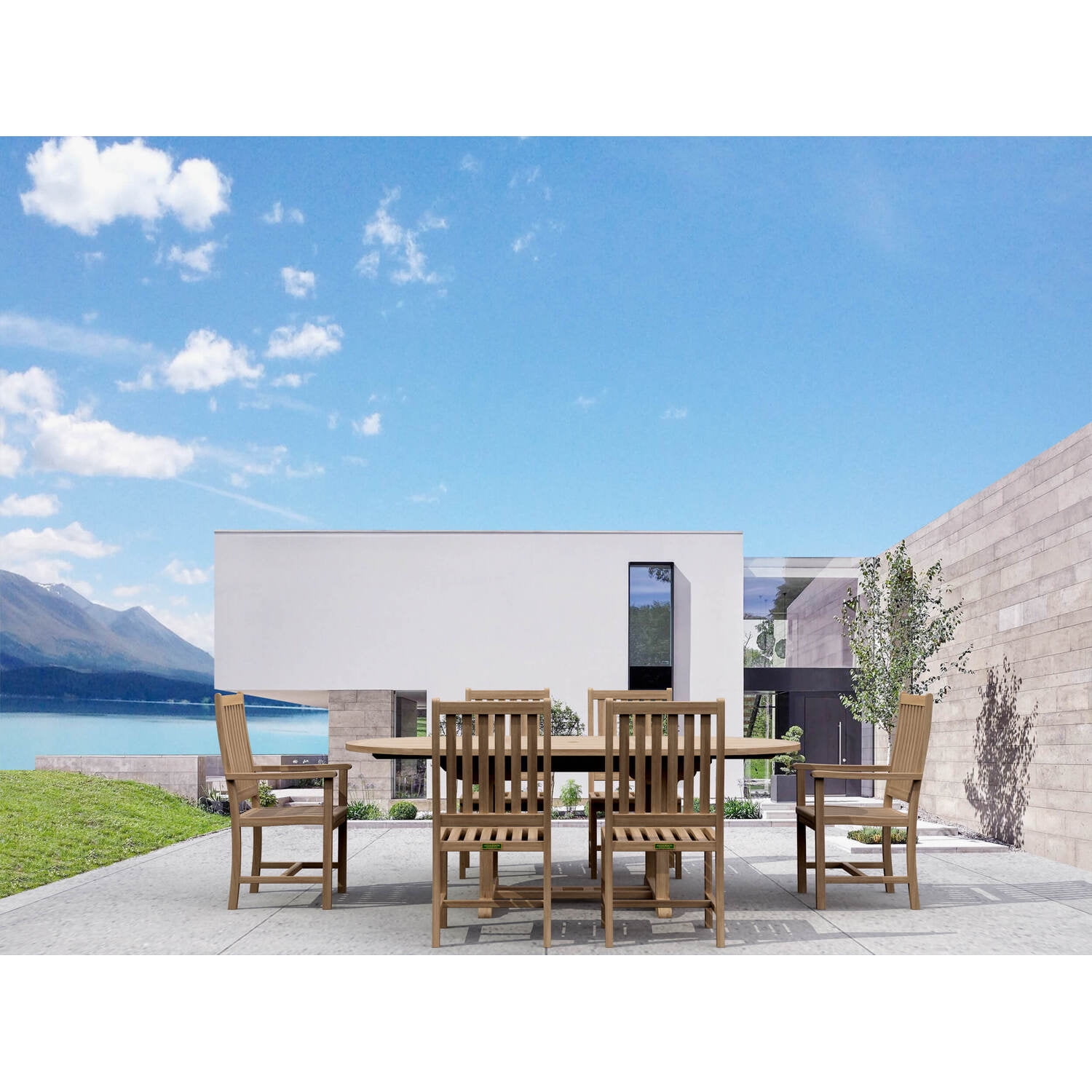 Bahama Natural Teak 6-Person Oval Extension Dining Set