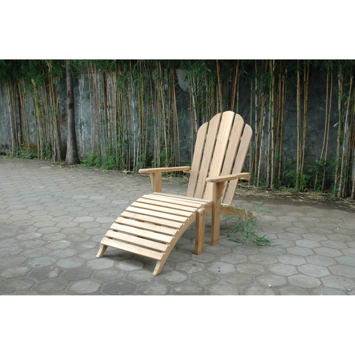 Natural Teak Adirondack Chair with Ottoman