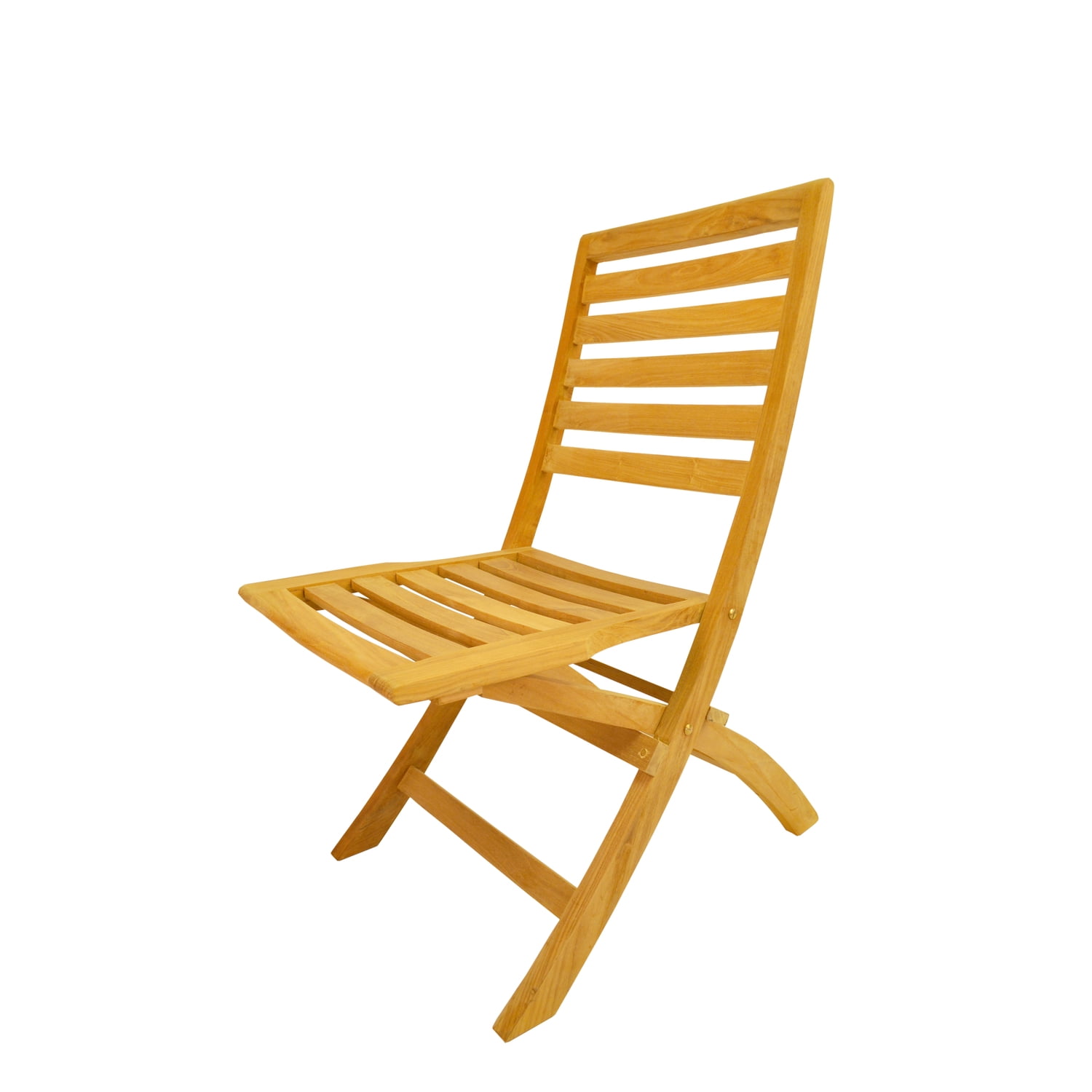 Natural Teak Armless Outdoor Folding Dining Chair