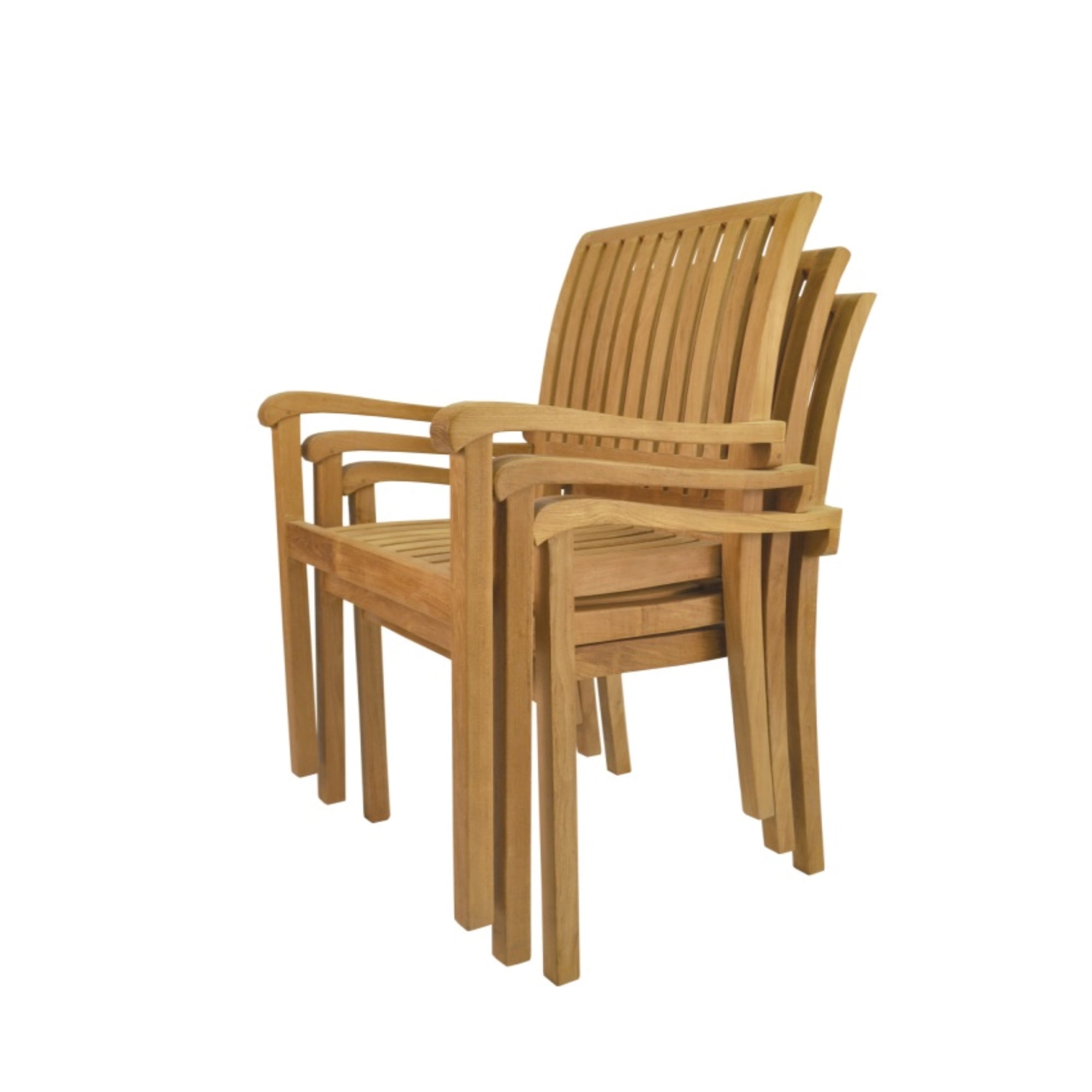 Aspen Teak Wood Stackable Outdoor Dining Armchair Set