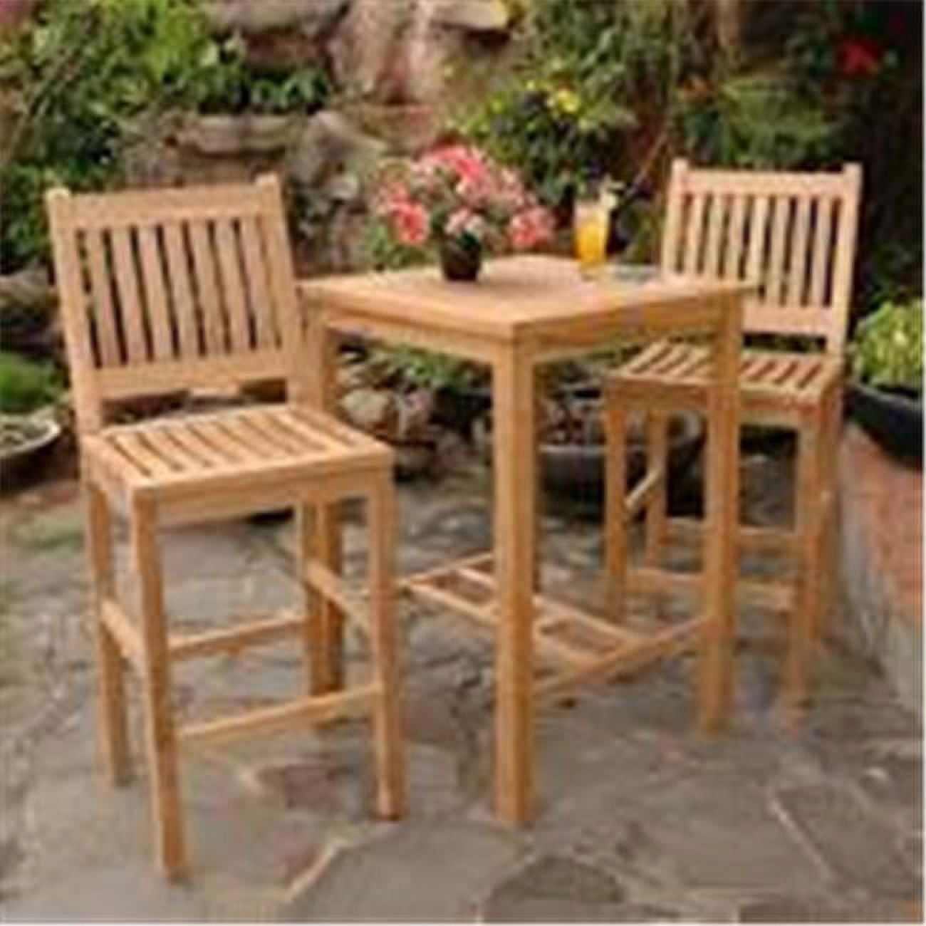 Natural Teak 2-Person Outdoor Bar Height Dining Set