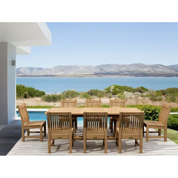 Anderson Teak Bahama Sahara 9-Pieces Rectangular Dining Set-Size:8'