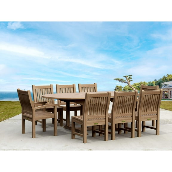 Anderson Teak Bahama Sahara Side Chair 7-Pieces 87" Oval Dining Set