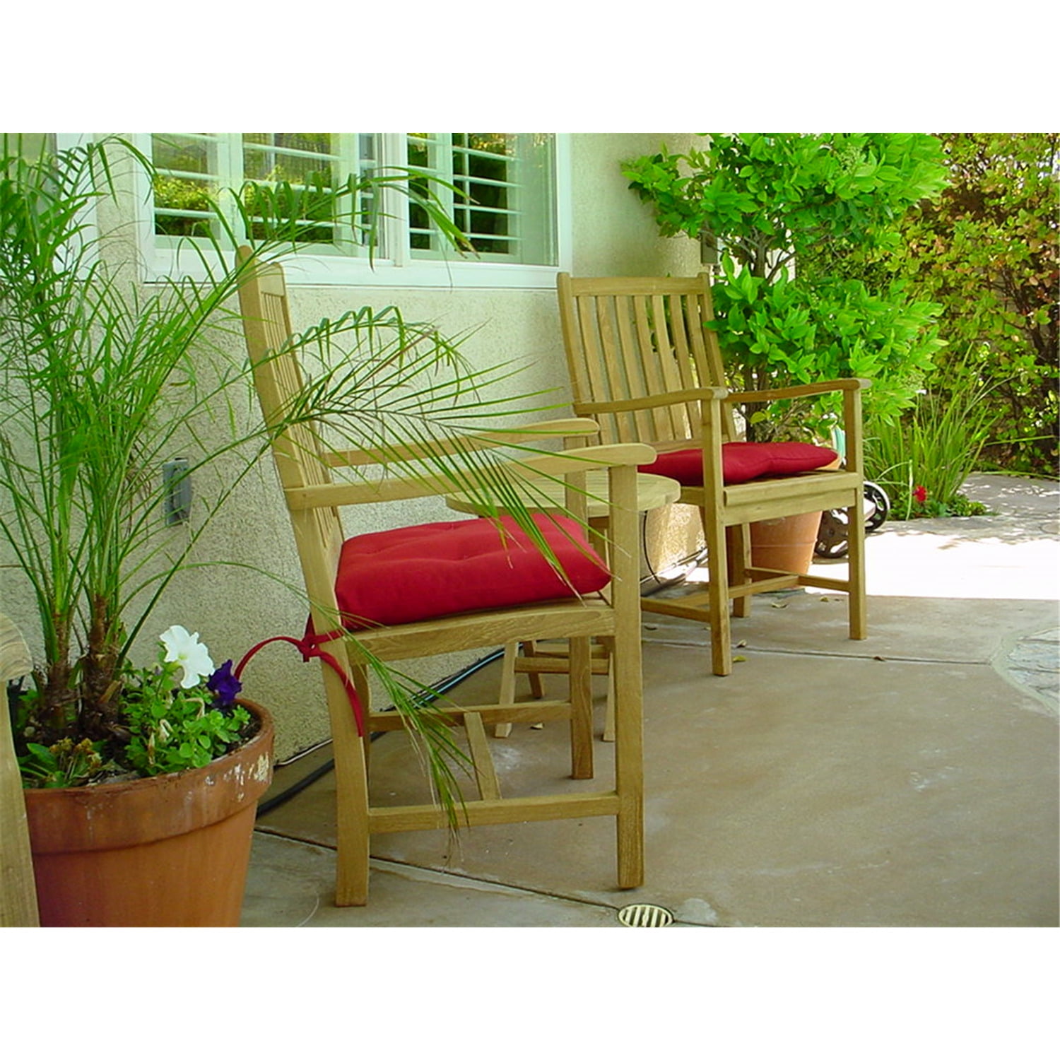 Natural Teak 3-Piece Patio Set with Armchairs and Side Table