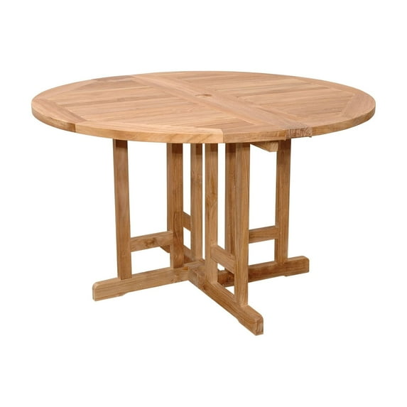 Anderson Teak Bahama Butterfly 47" Round Teak Folding Table in Natural