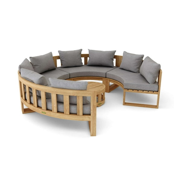 Anderson Teak SET-810 Circular Modular Deep Seating Set, Natural Smooth Well Sanded