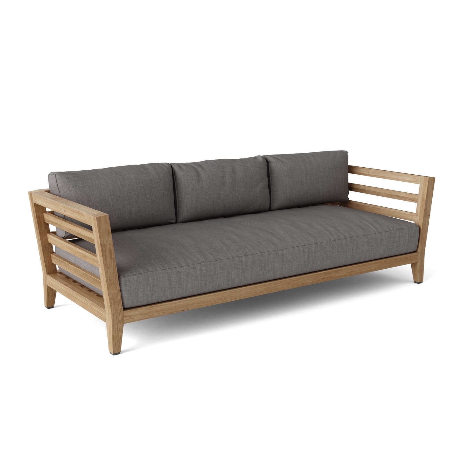 Natural Finish Teak 3-Seater Outdoor Bench with Sunbrella Cushions