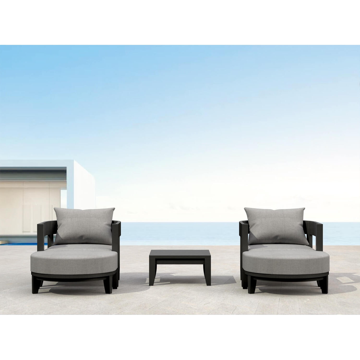 Coronado Teak 5-Piece Deep Seating Set with Gray Cushions