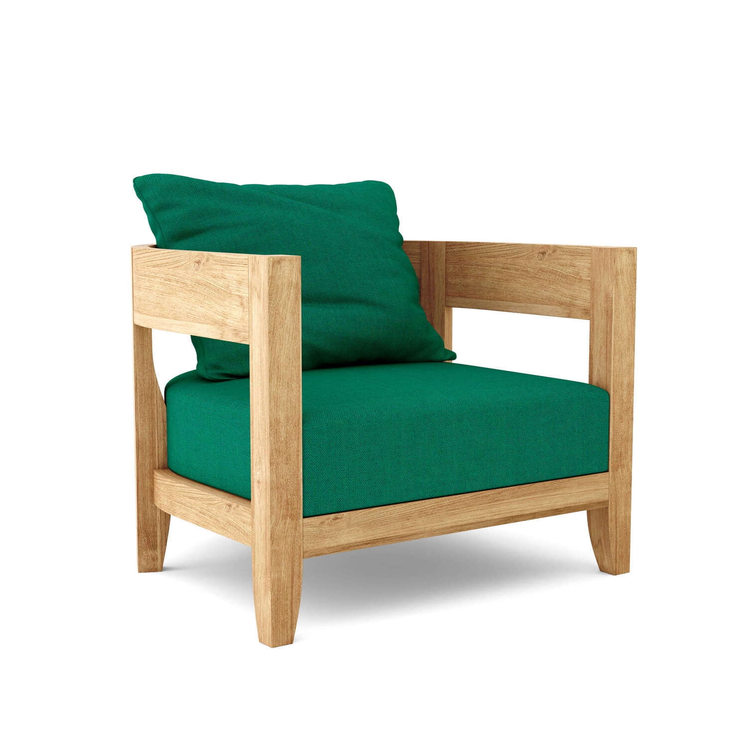 Natural Teak Outdoor Lounge Chair with Gray Cushions