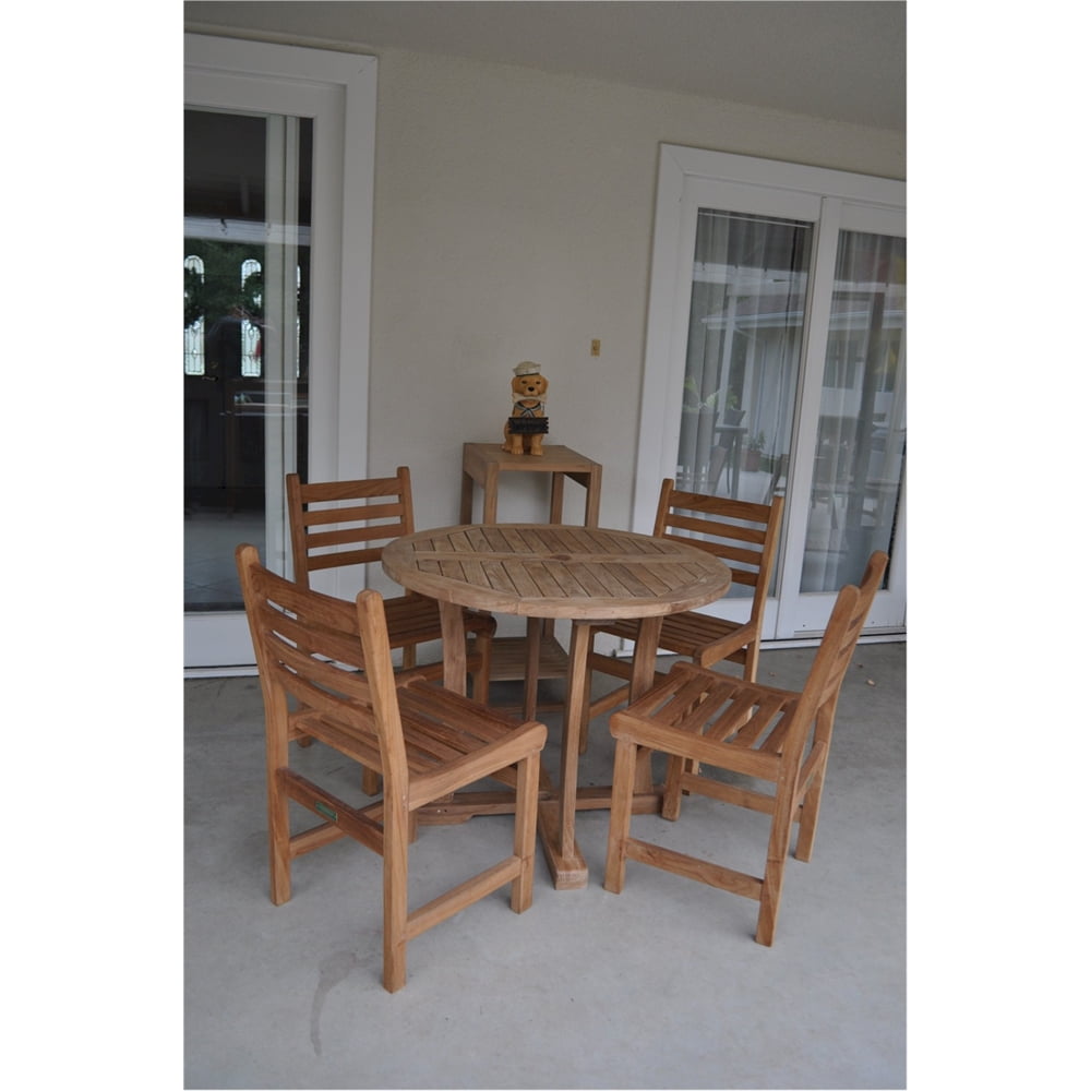 Windham Teak 4-Person Outdoor Dining Set with Round Table