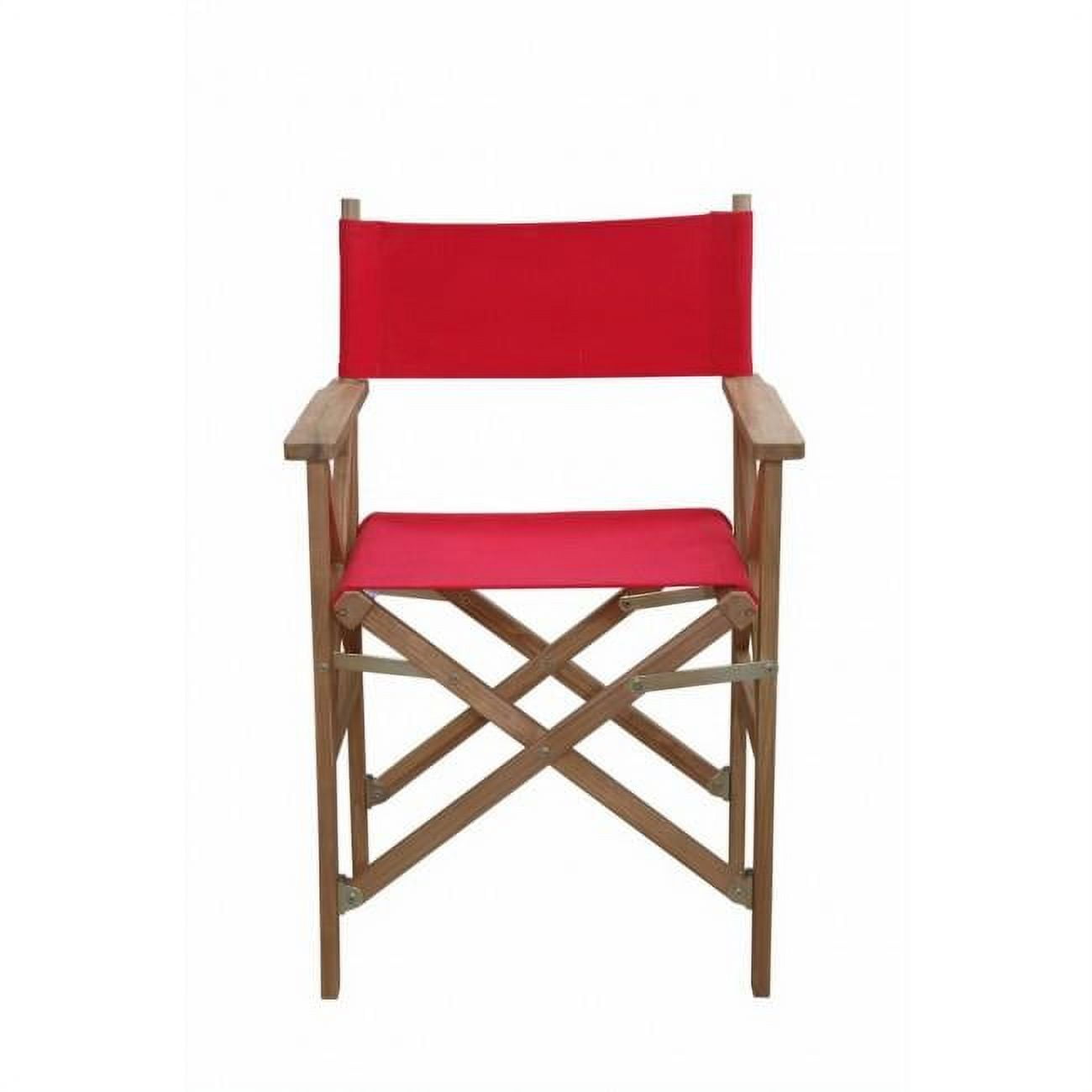 Red Teak Folding Director Armchair with Canvas