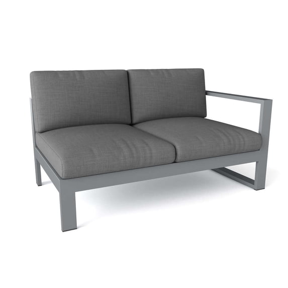 Anderson Teak Lucca Contemporary Aluminum Right Loveseat in Gray