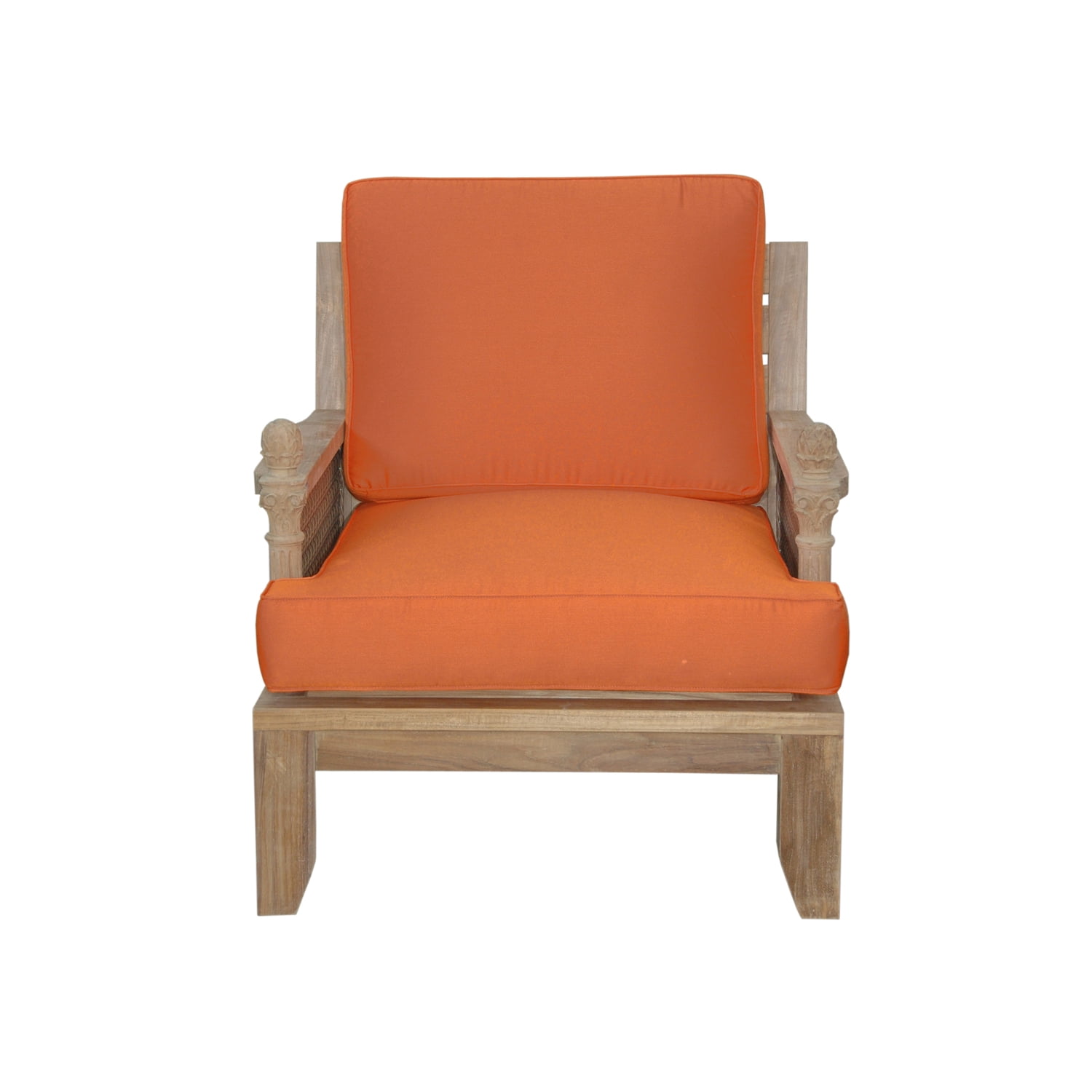 Luxe Teak and Rattan Outdoor Armchair with Sunbrella Cushions