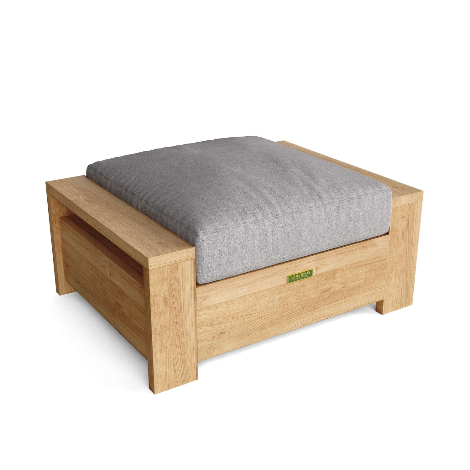 Madera Teak Outdoor Ottoman with Gray Sunbrella Cushion