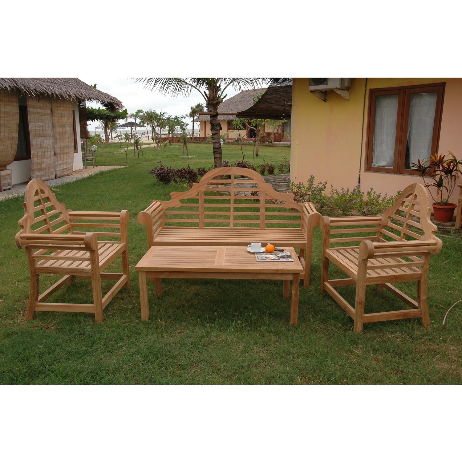 Marlborough Natural Teak 4-Piece Outdoor Seating Set