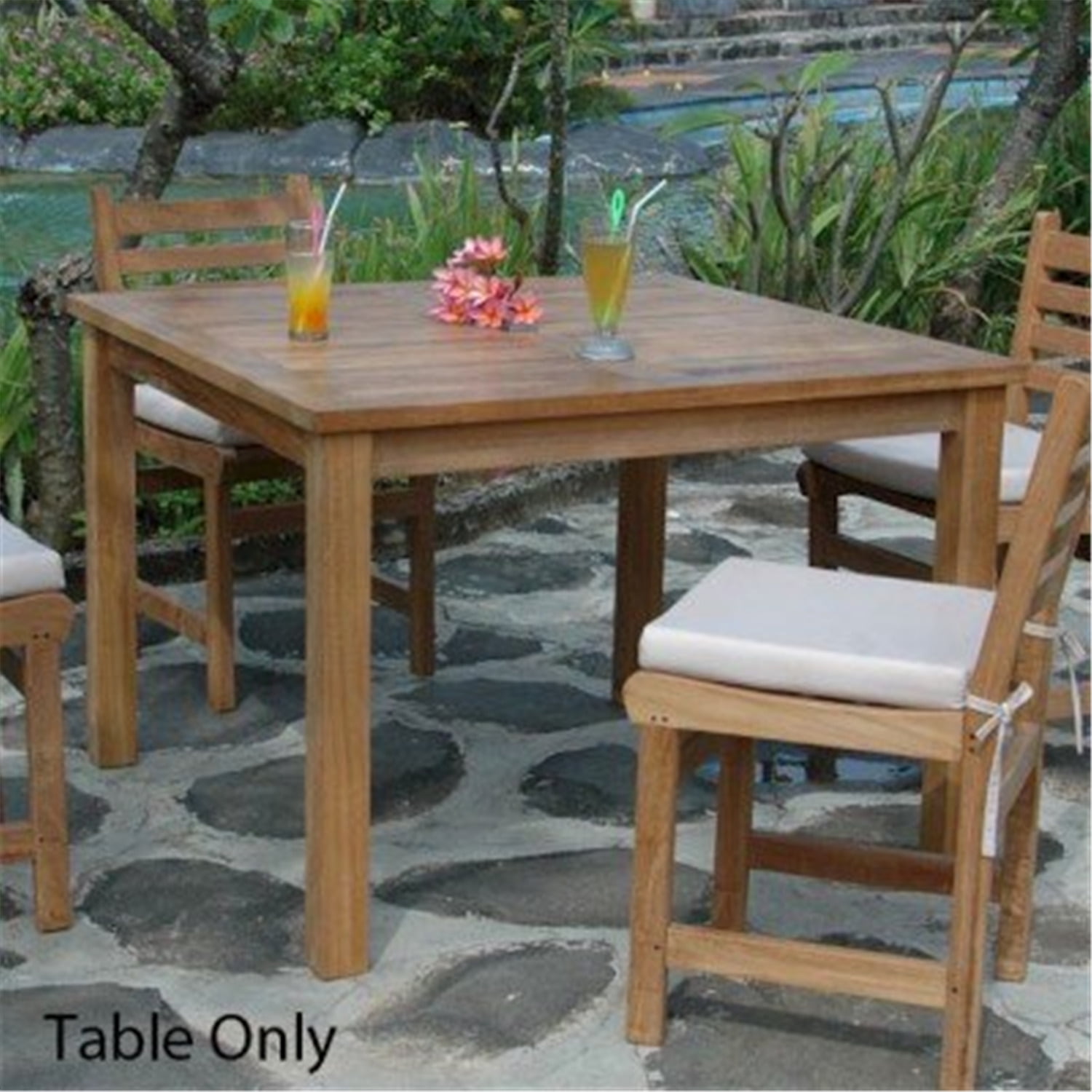 Montage 42" Square Teak Outdoor Dining Table with Umbrella Hole