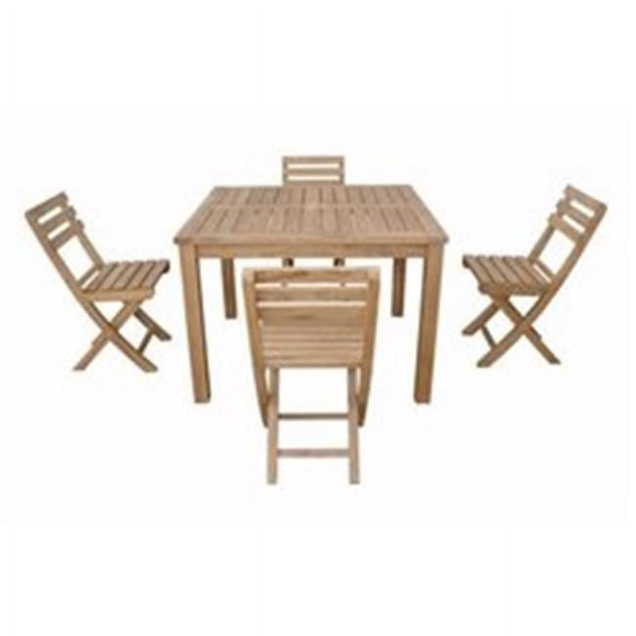 Montage Alabama Natural Teak 5-Piece Folding Dining Set