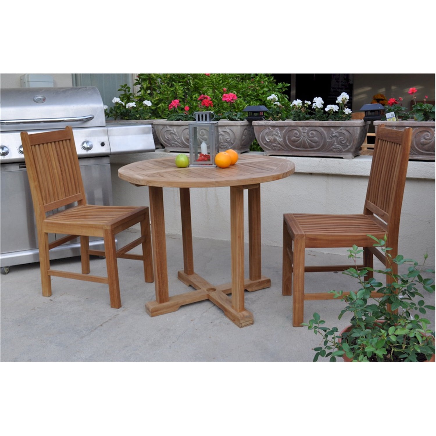 Montage Teak 3-Piece Outdoor Dining Set with Round Table