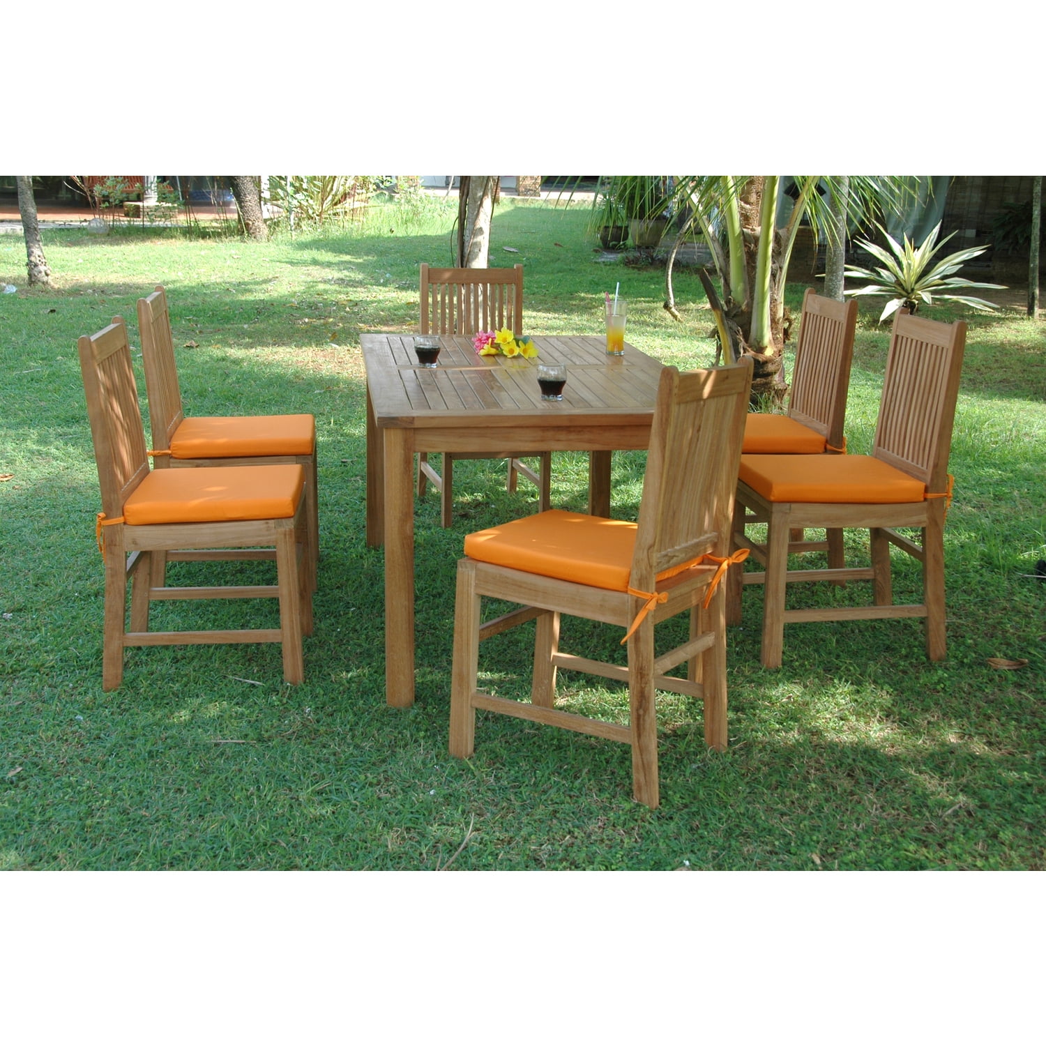 Montage 66" Teak 7-Piece Outdoor Dining Set with Saratoga Chairs