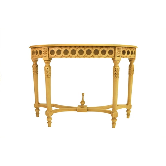 Anderson Teak Neoclassical Demilune Console With Crackle Finish Table Top