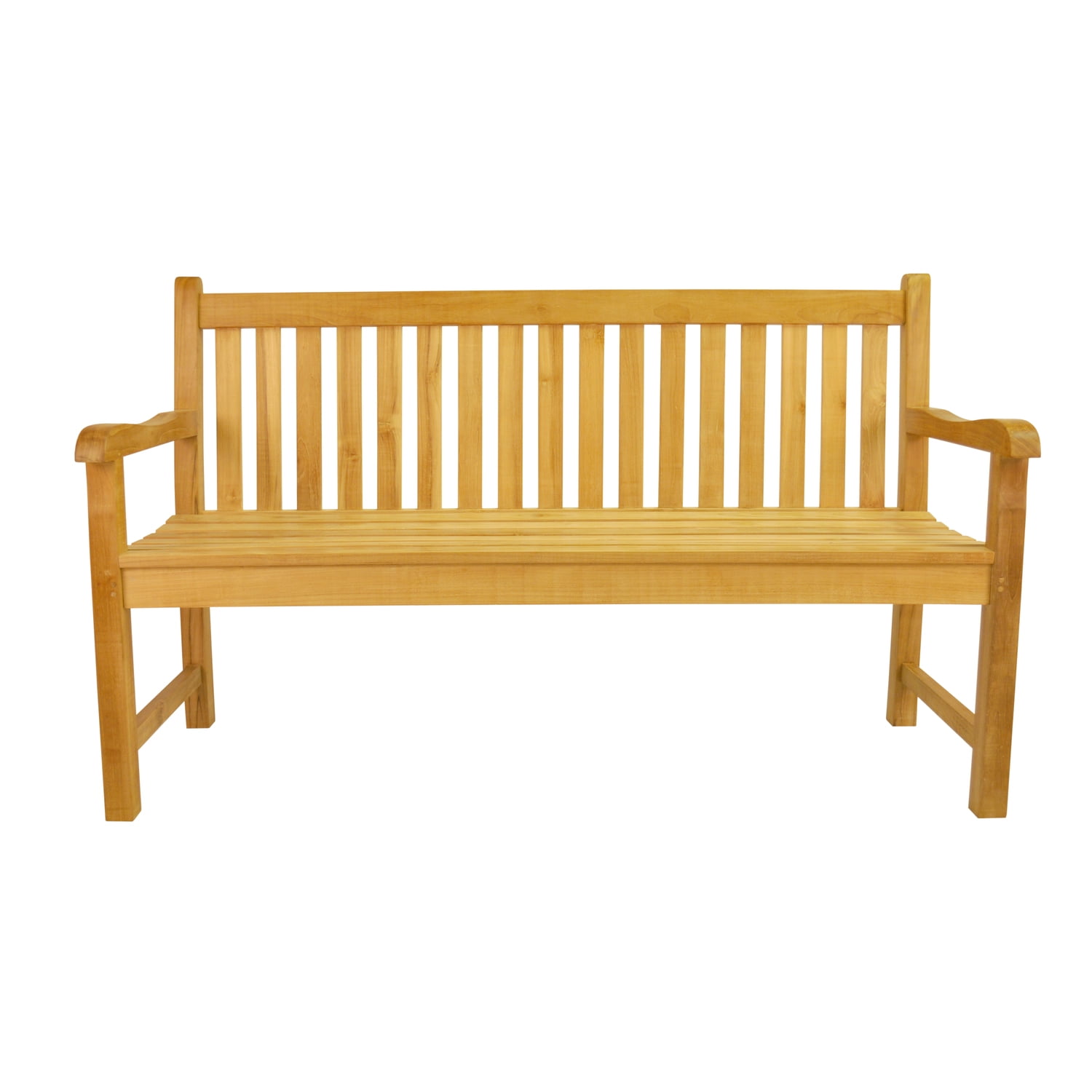 Classic Natural Teak 59" Outdoor Bench with Backrest