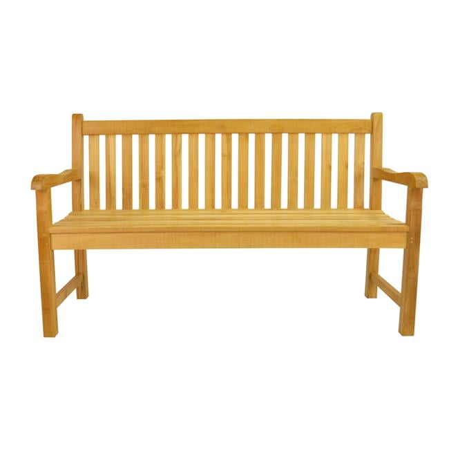 Classic Natural Teak 59" Outdoor Bench with Backrest