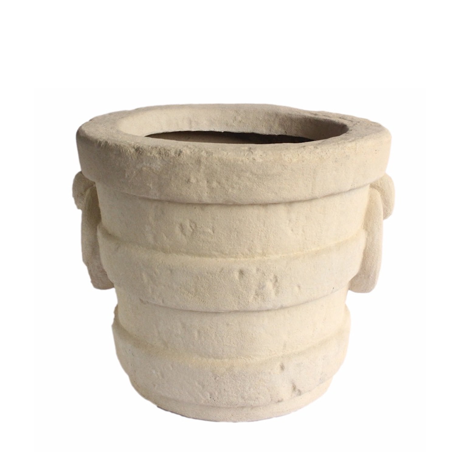 Pompeii Round White Limestone Outdoor Planter